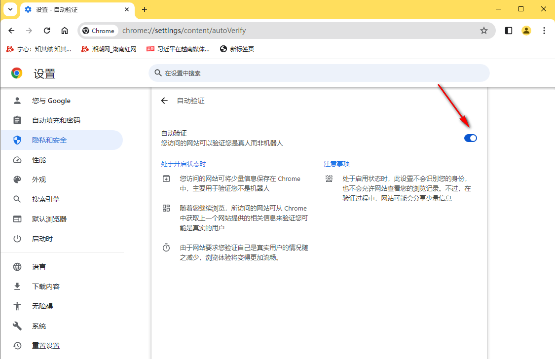 谷歌浏览器在哪开启自动验证功能7